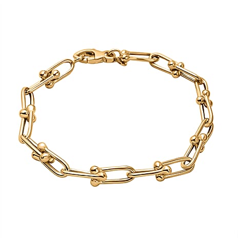 9K Yellow Gold Horseshoe Link Bracelet With Lobster Clasp          (Size - 8) 7.90 Gram