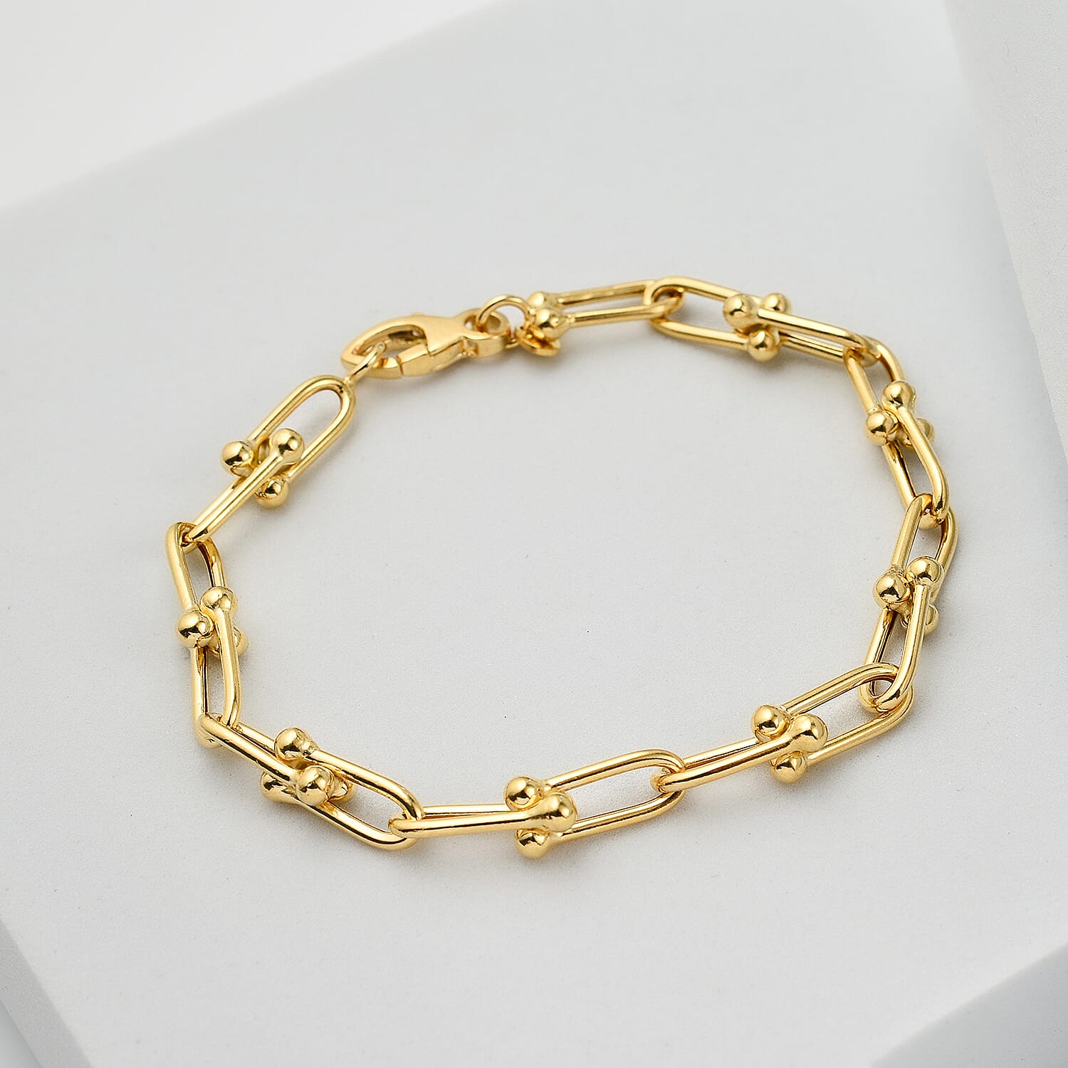 9K Yellow Gold Horseshoe U Link Bracelet (Size - 7.5), Gold Wt. 5.7 Gms
