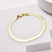 9K Yellow Gold Python Herringbone Bracelet (Size - 7.5) with Lobster Clasp