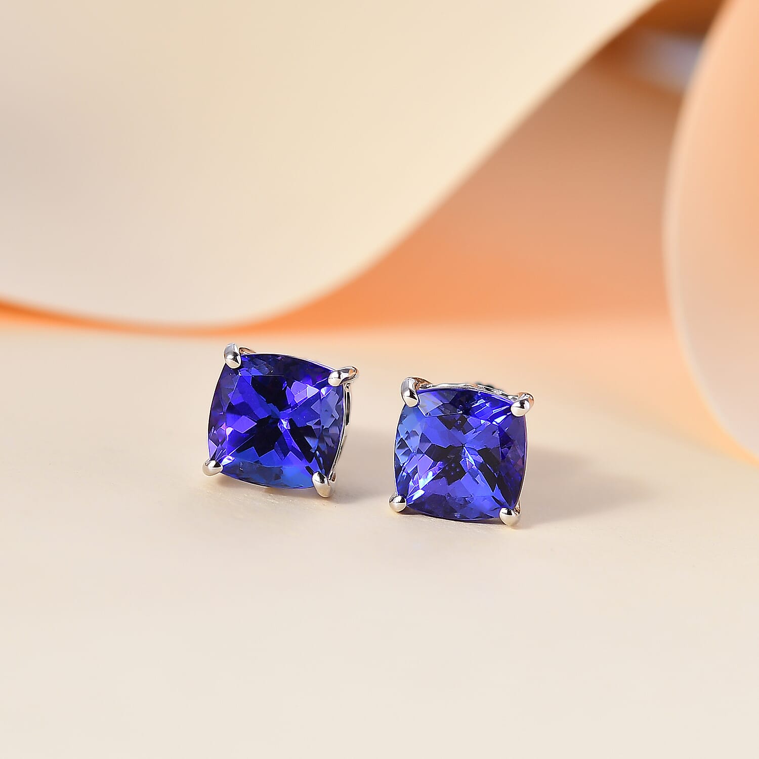 RHAPSODY 950 Platinum AAAA Tanzanite Solitaire Stud Screw Back Earring 4.95 Ct