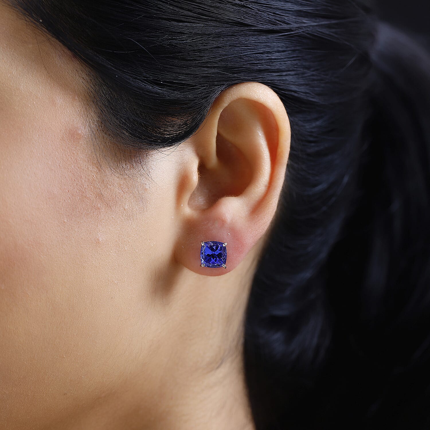 RHAPSODY 950 Platinum AAAA Tanzanite Solitaire Stud Screw Back Earring 4.95 Ct