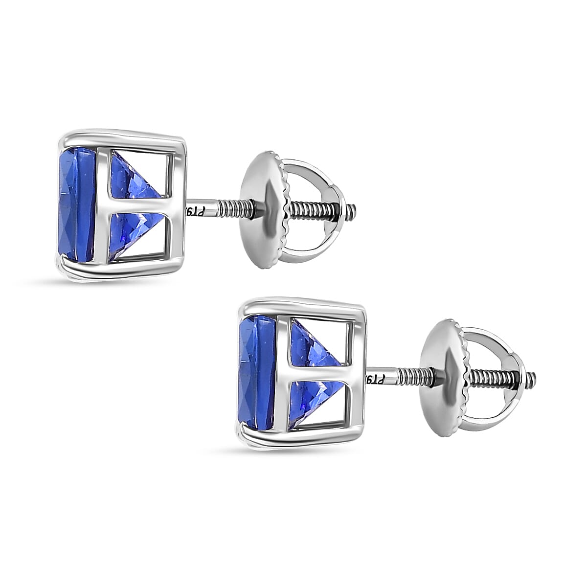 RHAPSODY 950 Platinum AAAA Tanzanite Solitaire Stud Screw Back Earring 4.95 Ct