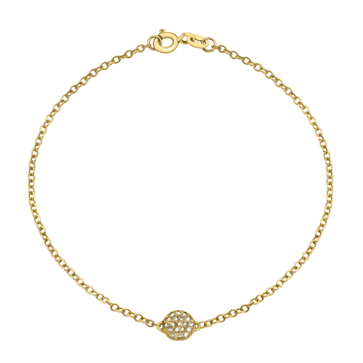 9K Yellow Gold Diamond Charms Bracelet (Size - 7)