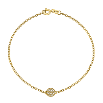 9K Yellow Gold Diamond Cluster Bracelet (Size - 7) with Spring Clasp