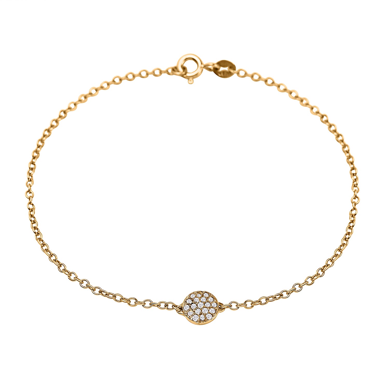 9K Yellow Gold Diamond Charms Bracelet (Size - 7)