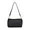 Designer Inspired - 3D Checker Embossed Pattern Genuine Leather Crossbody Bag - Black