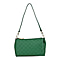 Designer Inspired - 3D Checker Embossed Pattern Genuine Leather Crossbody Bag - Green
