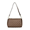 3D Checker Embossed Pattern Genuine Leather Crossbody Bag - Brown