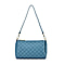 Designer Inspired - 3D Checker Embossed Pattern Genuine Leather Crossbody Bag - Blue