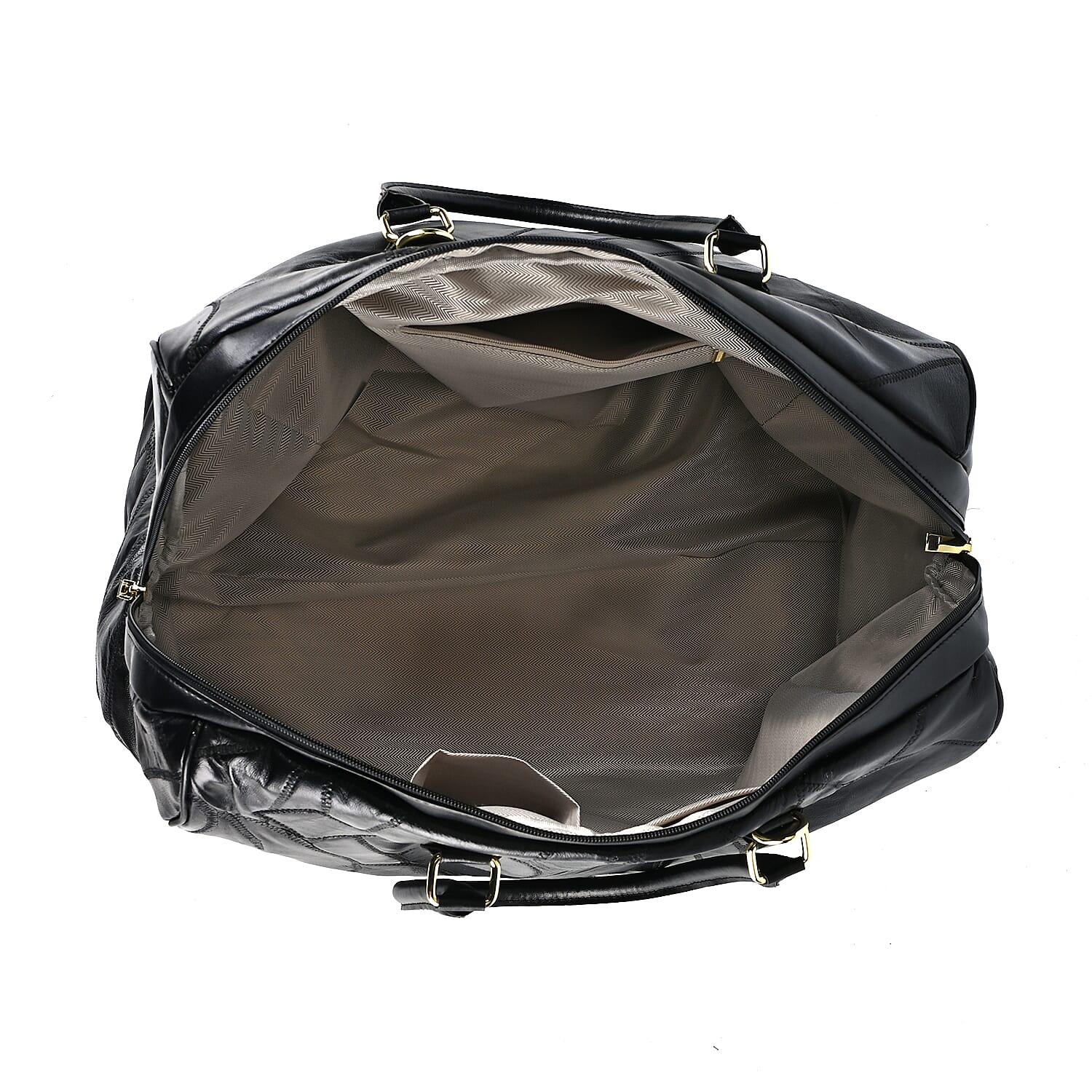 100% Genuine Leather DUFFLE Bag With Detachable Shoulder Strap - Black