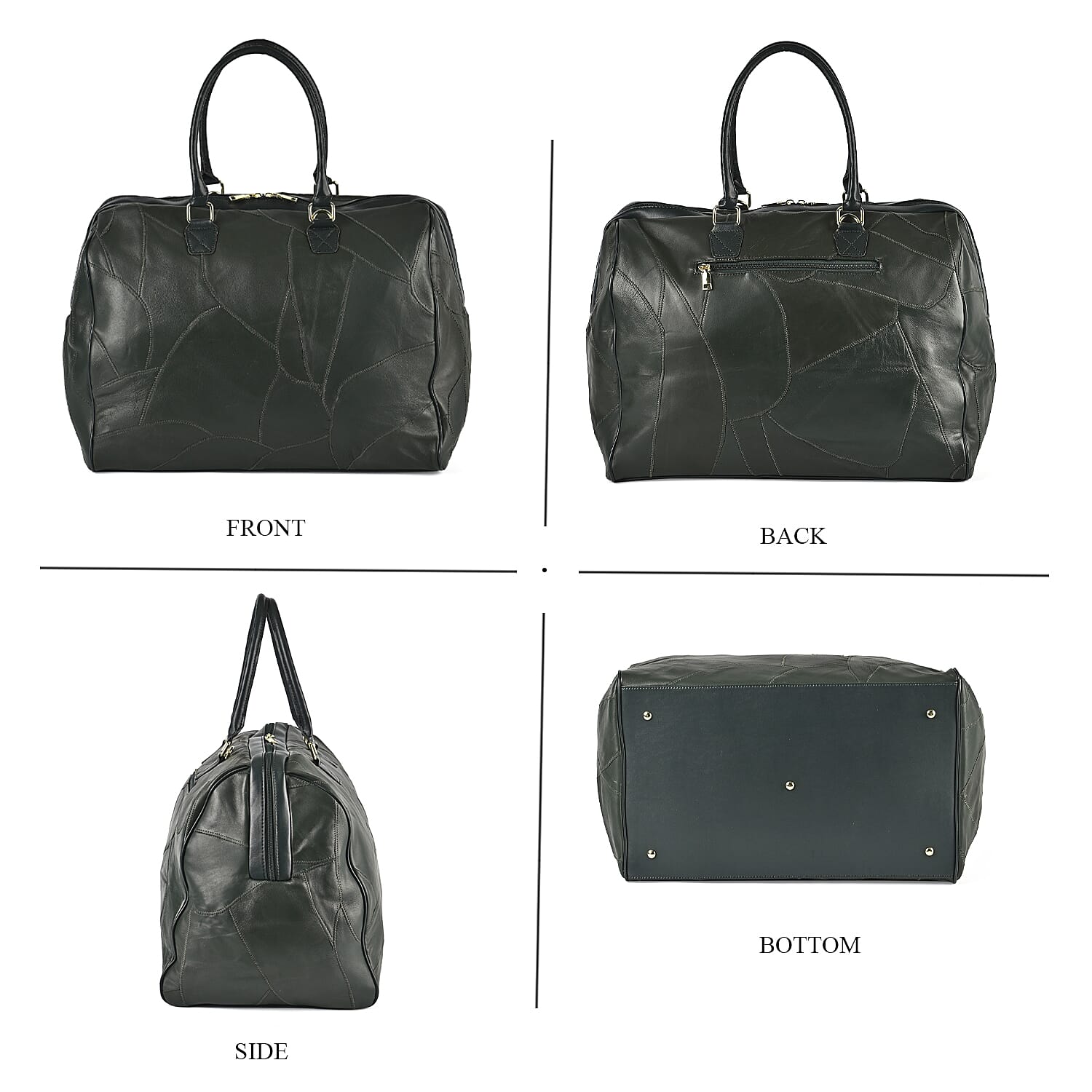 CLOSEOUT OFFER - 100% Genuine Leather DUFFLE Bag With Detachable Shoulder Strap - Green