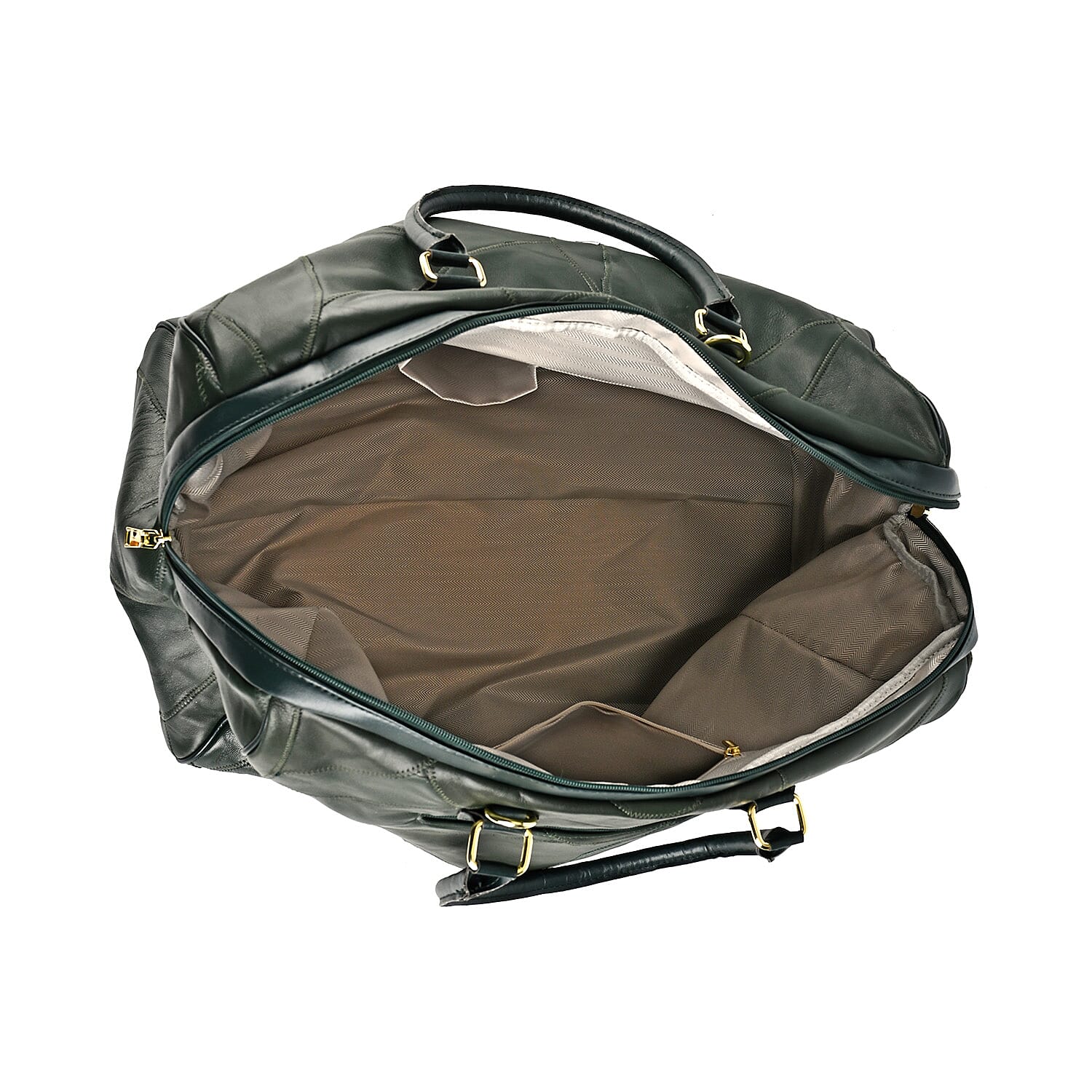 CLOSEOUT OFFER - 100% Genuine Leather DUFFLE Bag With Detachable Shoulder Strap - Green