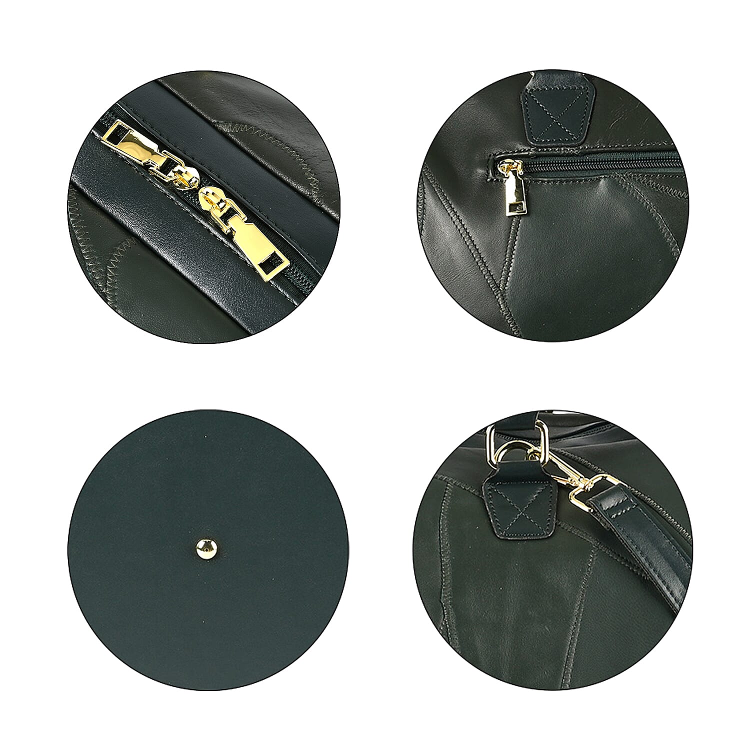 CLOSEOUT OFFER - 100% Genuine Leather DUFFLE Bag With Detachable Shoulder Strap - Green