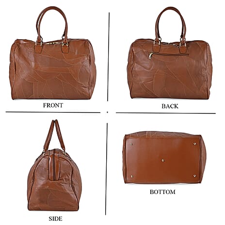 Closeout Deal - Genuine Leather Travel Bag with Shoulder Strap - Brown