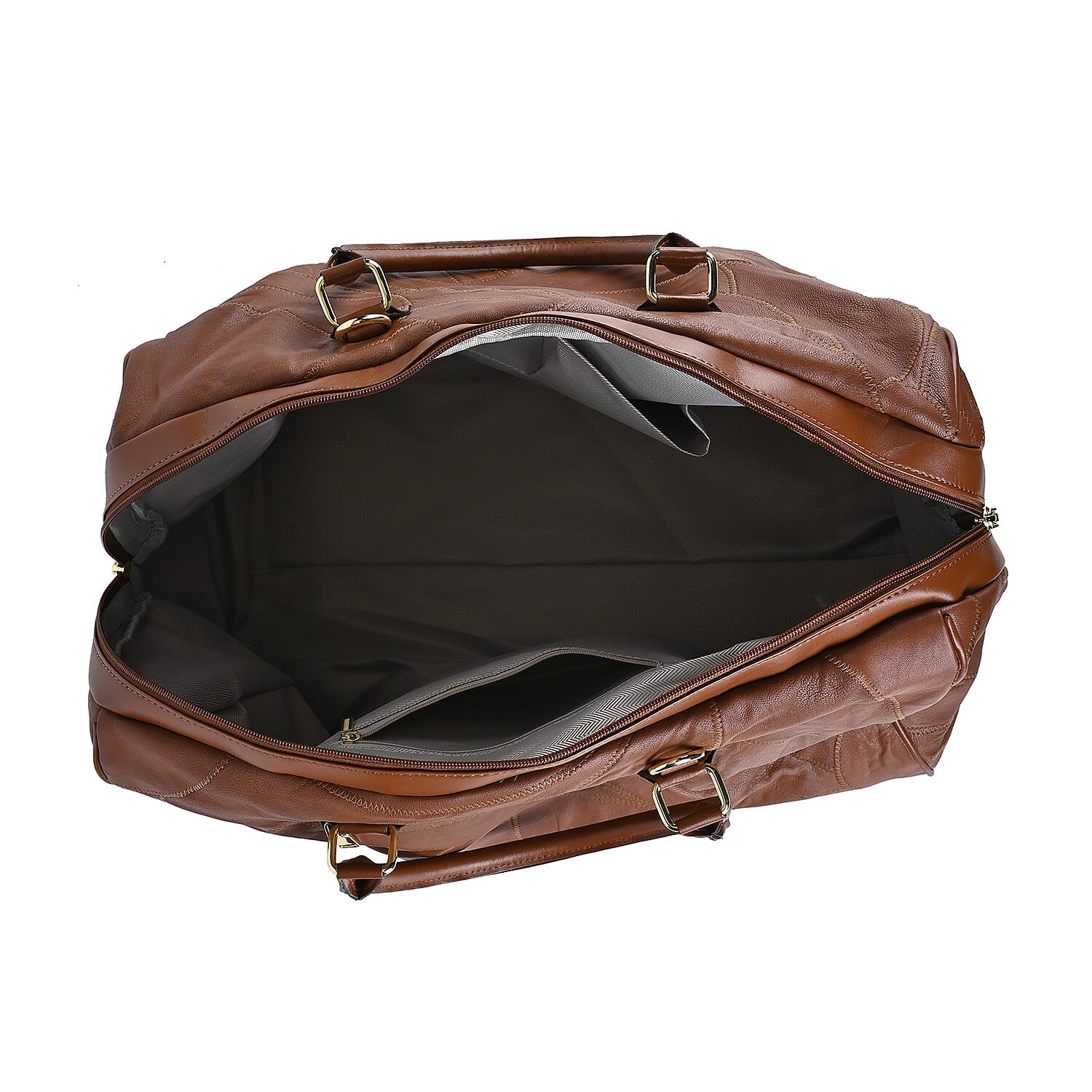 100% Genuine Leather DUFFLE Bag With Detachable Shoulder Strap - Brown (45x72x26cm)