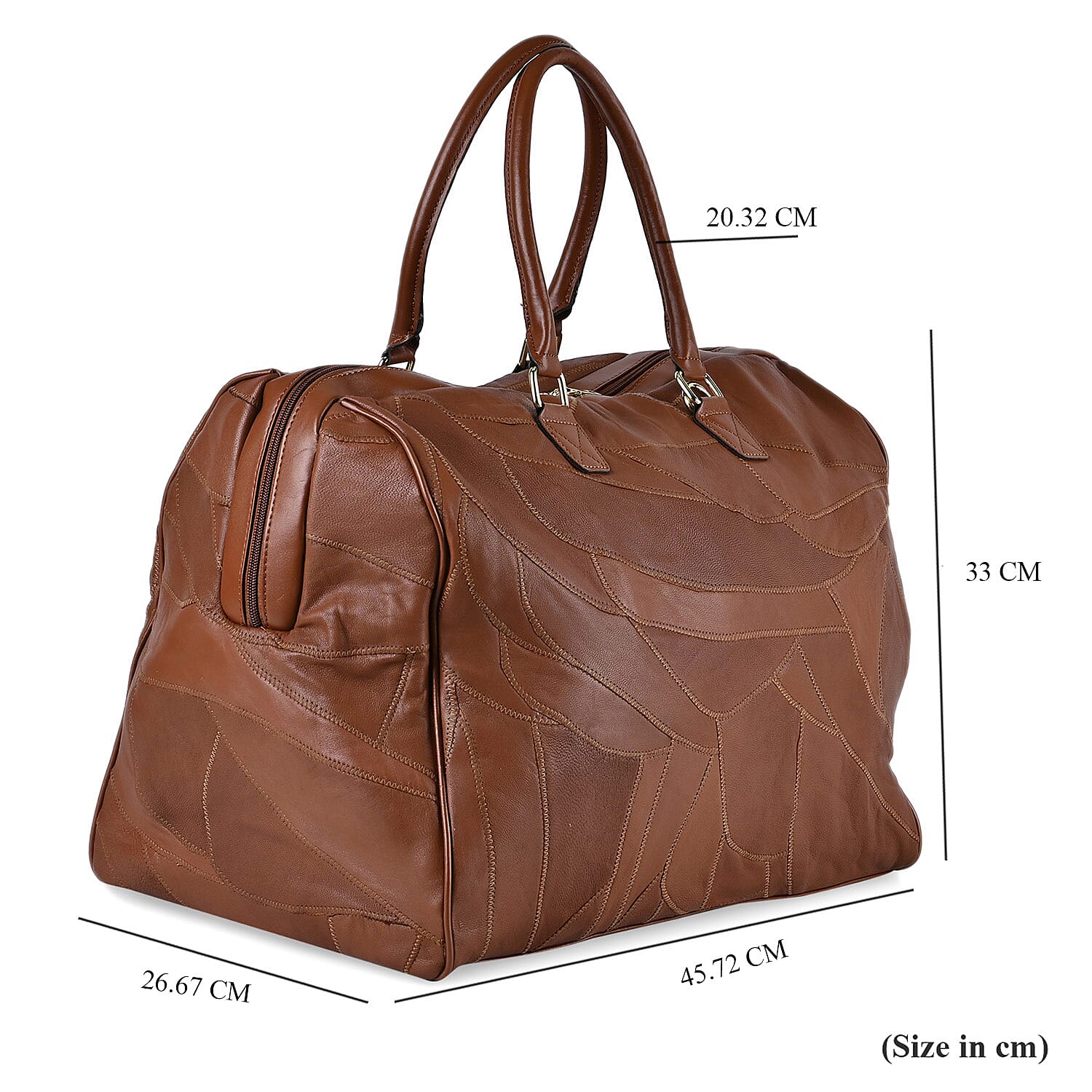100% Genuine Leather DUFFLE Bag With Detachable Shoulder Strap - Brown (45x72x26cm)