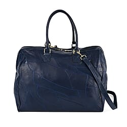 100% Genuine Leather DUFFLE Bag With Detachable Shoulder Strap - Black