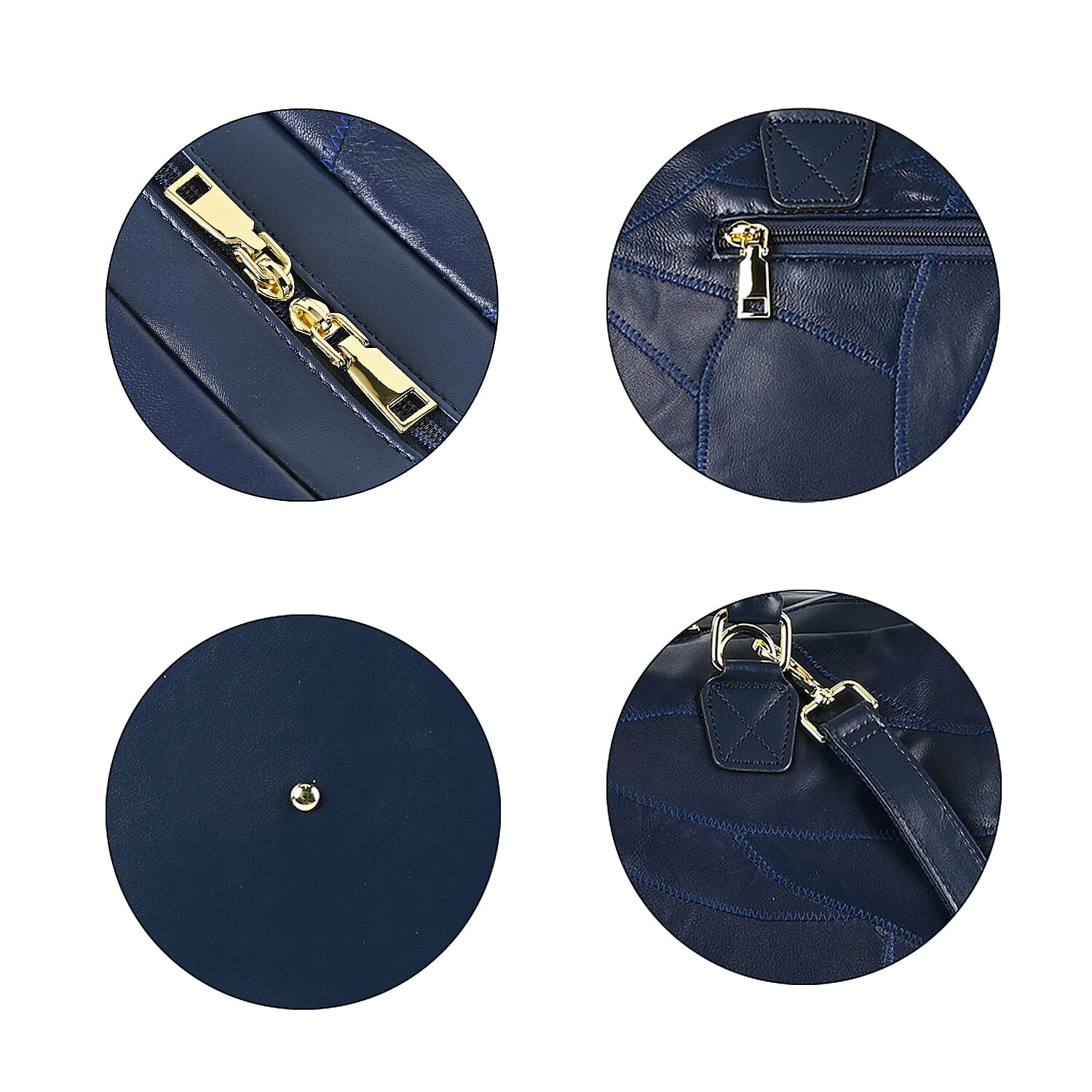 100% Genuine Leather DUFFLE Bag With Detachable Shoulder Strap - Navy