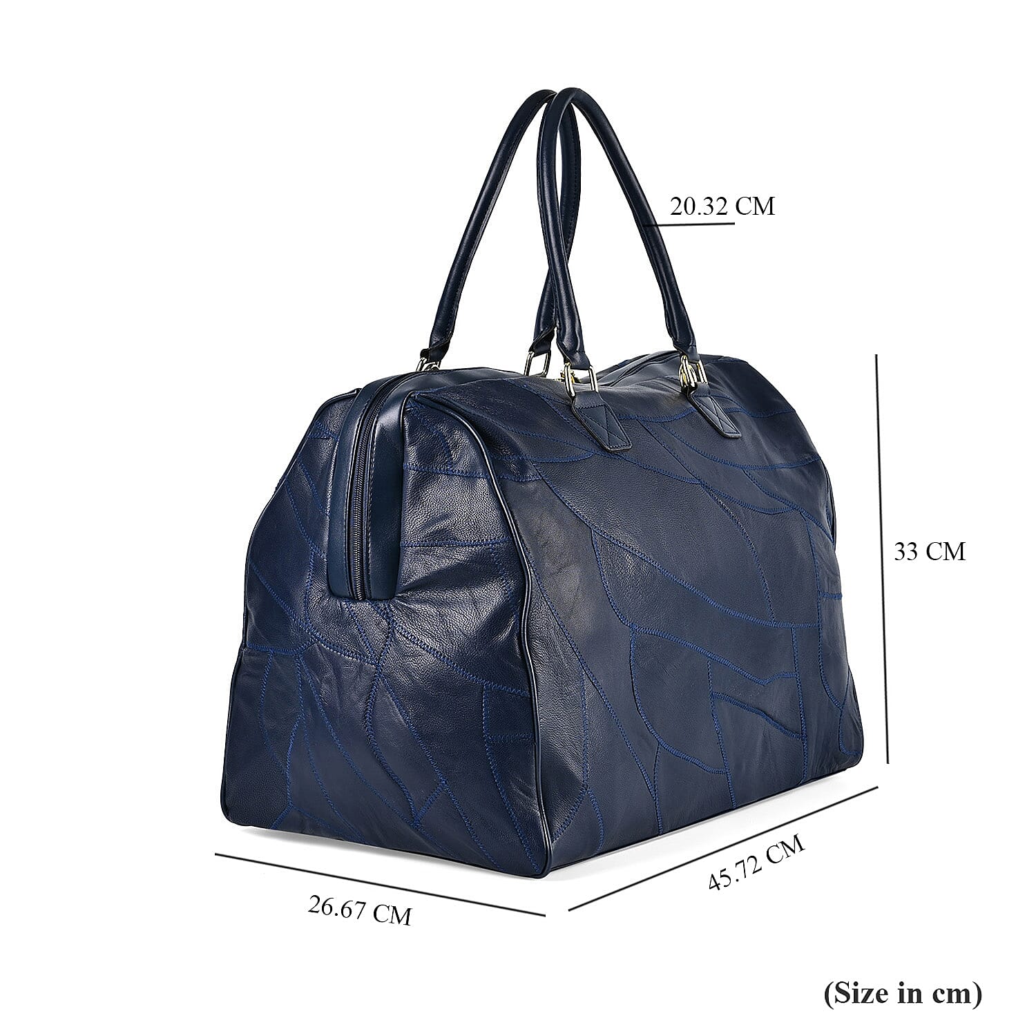 100% Genuine Leather DUFFLE Bag With Detachable Shoulder Strap - Navy