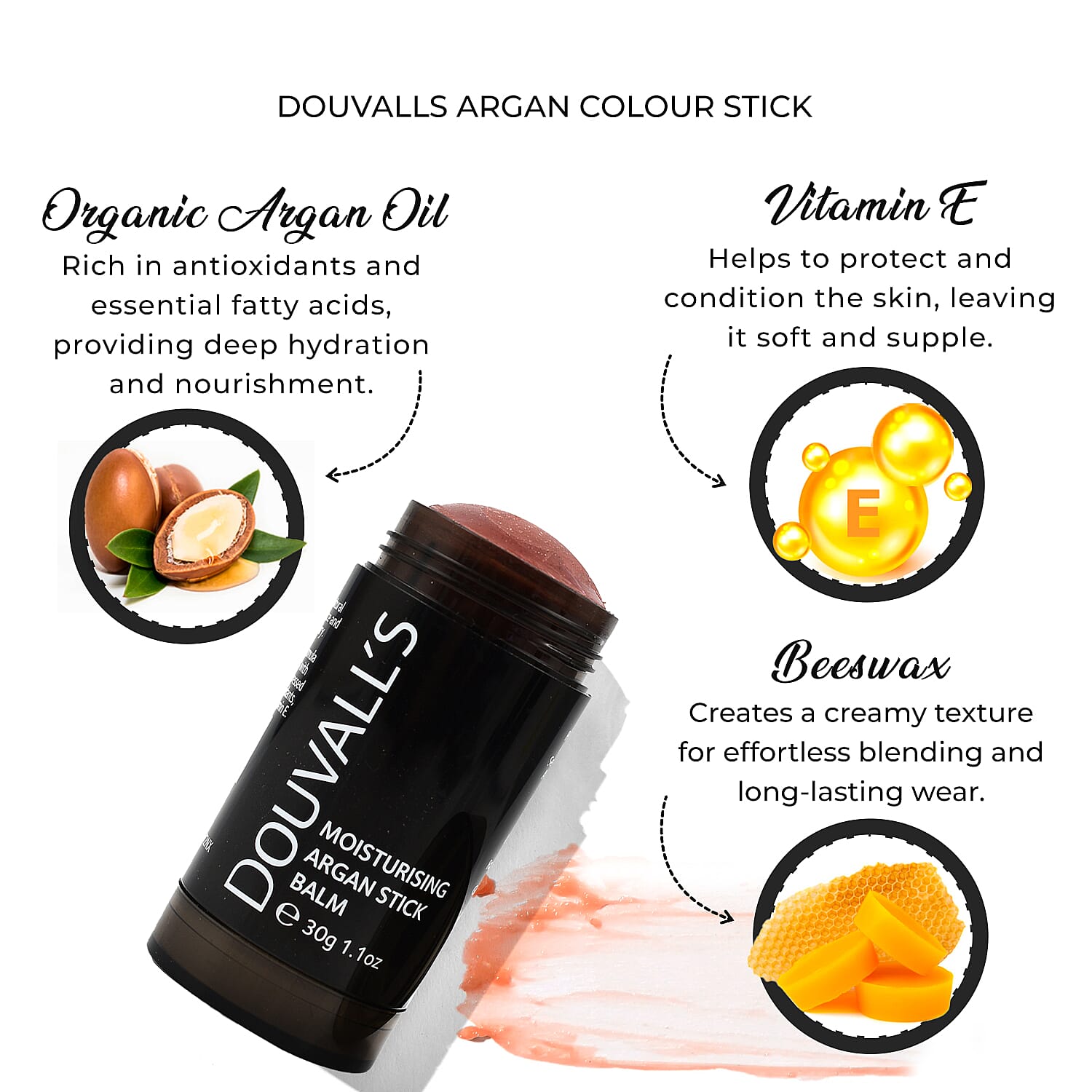 Douvalls Argan Colour Stick Balm - Enchanted Spice - Nude-Brown