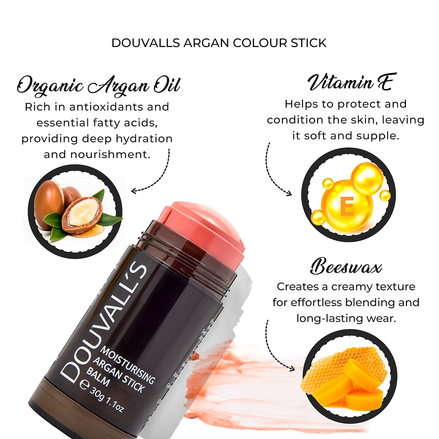 Douvalls Argan Colour Stick Balm (30g) - French Nude
