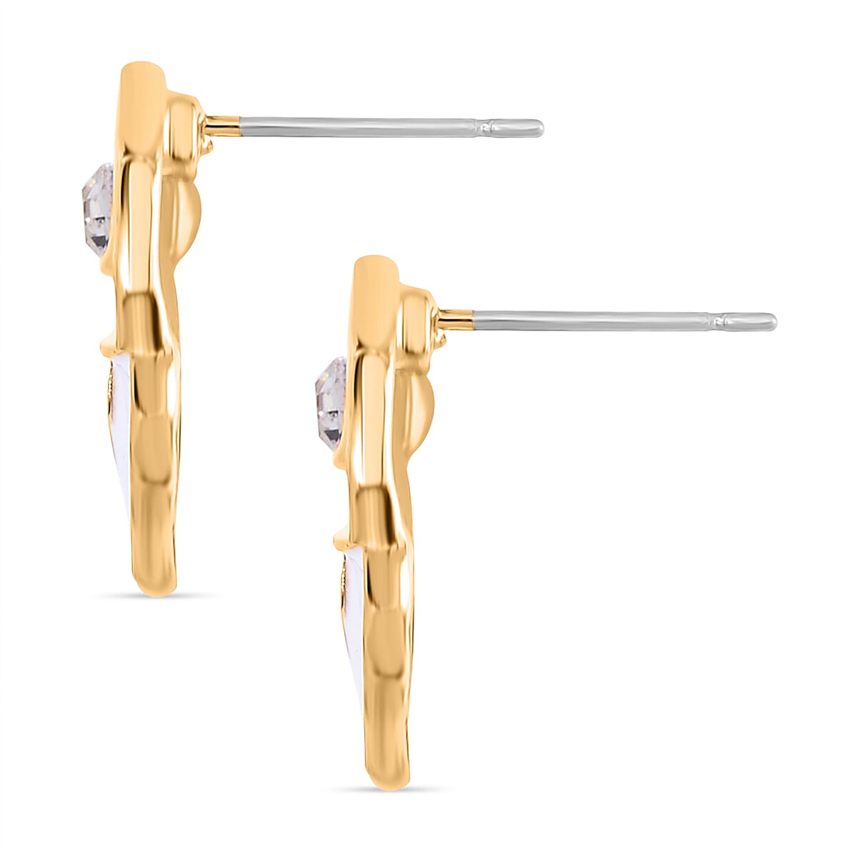 White Crystal Earring With Push Back 0.01 Ct