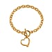Designer CLOSEOUT - Belcher Link T-Bar Toggle Clasp Heart Charm Rose Gold Plated Bracelet (Size 8)