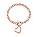 Designer CLOSEOUT - Belcher Link T-Bar Toggle Clasp Heart Charm Rose Gold Plated Bracelet (Size 8)