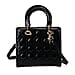 Quilted Lattice Pattern Genuine Leather Crossbody Bag