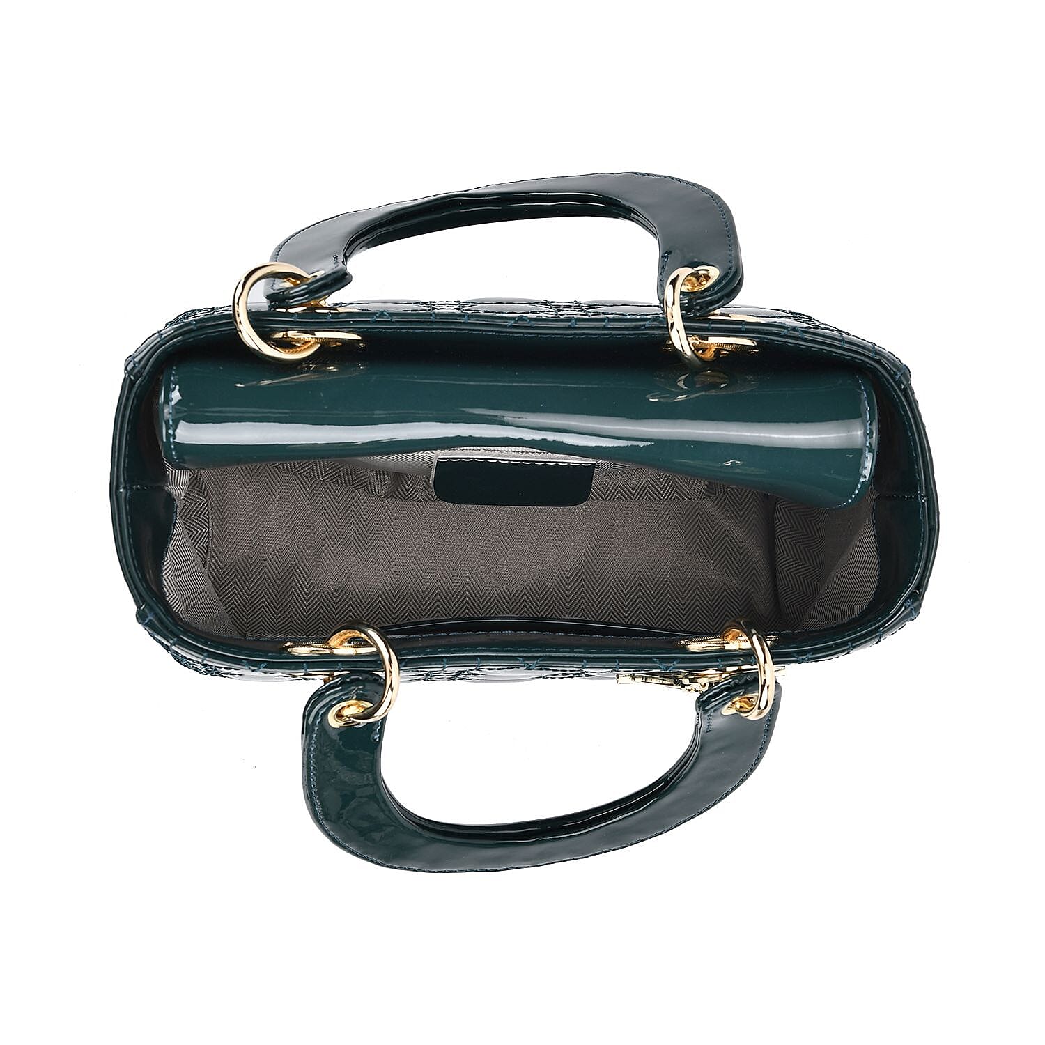 Genuine Leather Quilted Lattice Crossbody Bag with Handle Drop - Green Genuine Leather Quilted Lattice Crossbody Bag with Handle Drop - Green