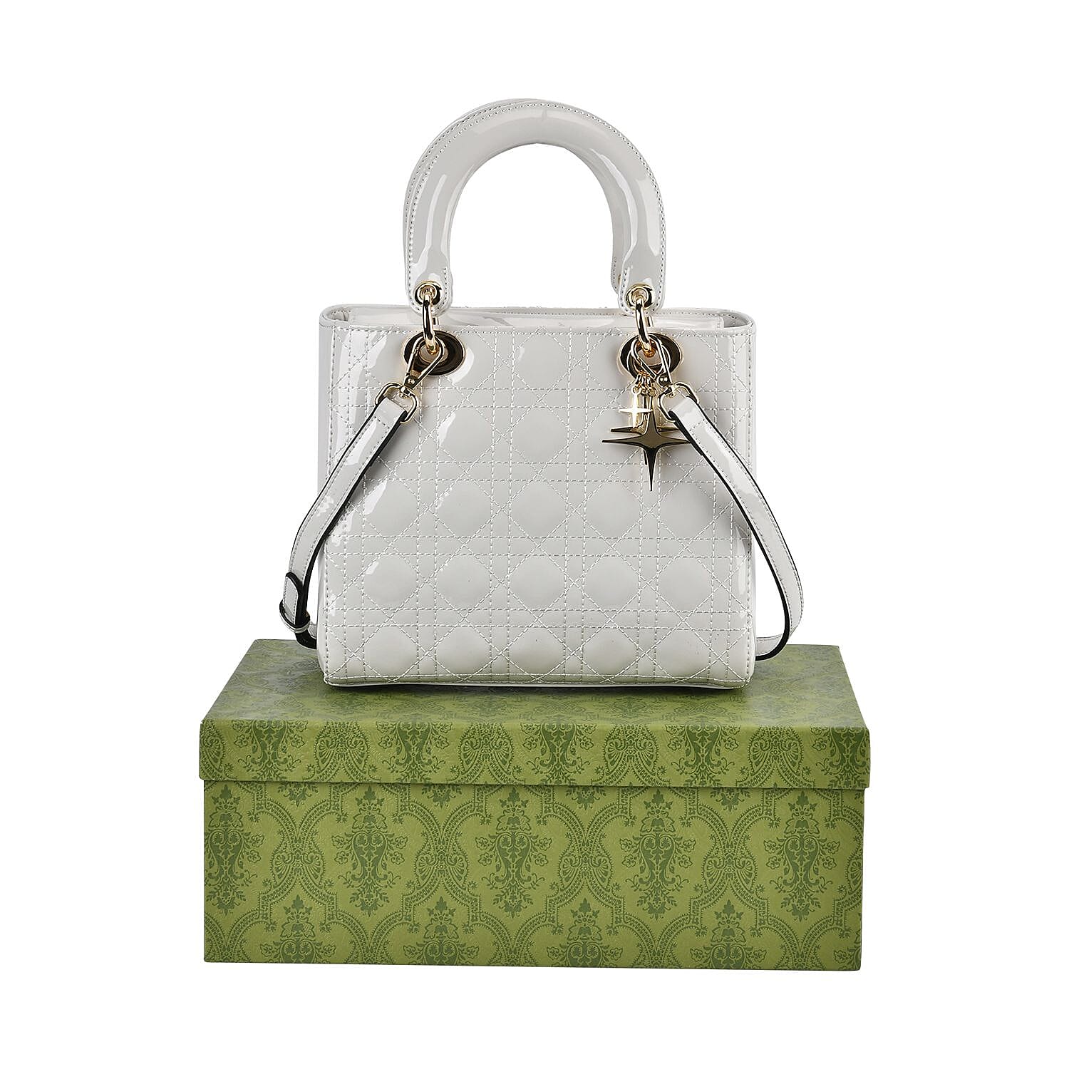 Milan Boutique Closeout - Sumptuous 100% Genuine Leather Quilted Bag - White