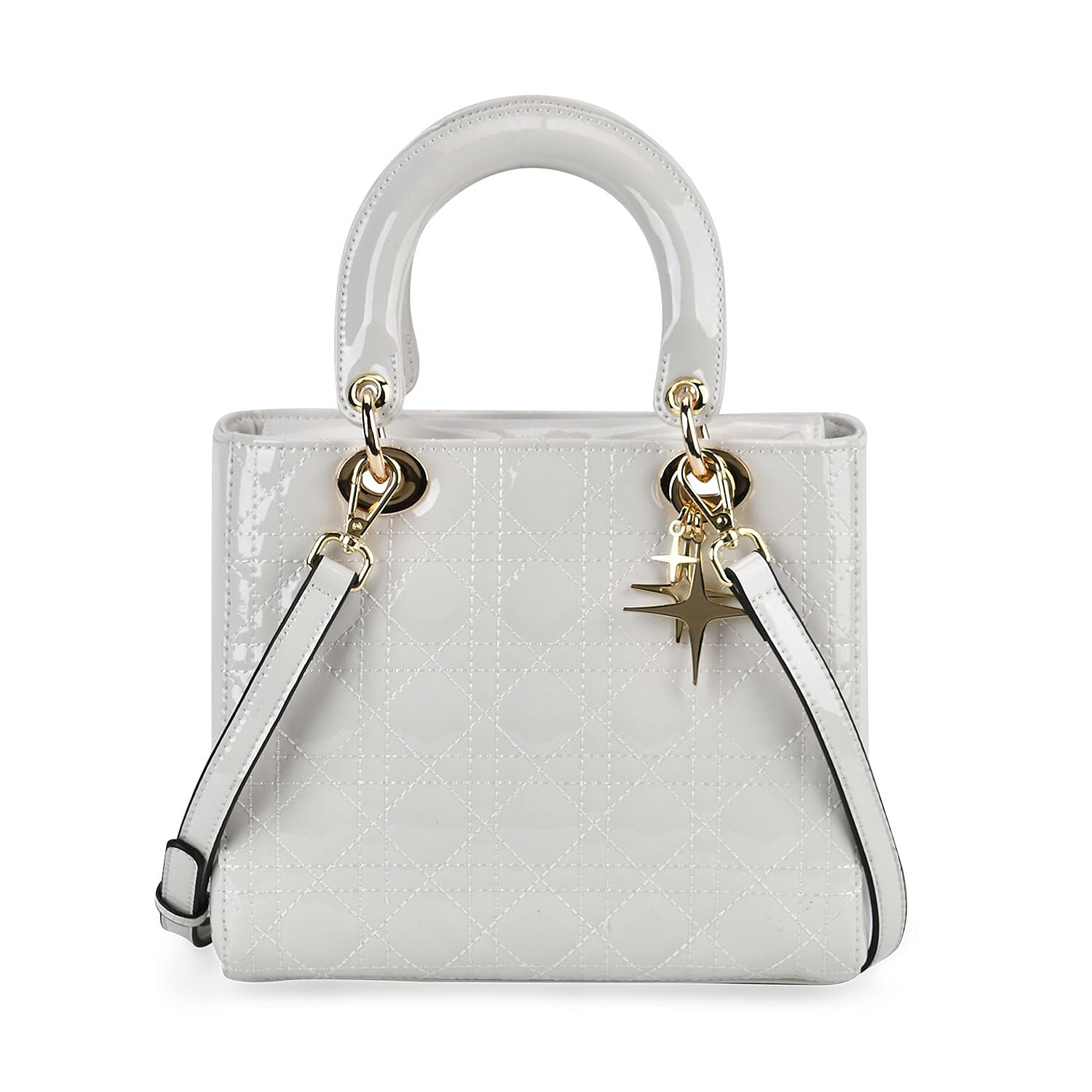 Milan Boutique Closeout - Sumptuous 100% Genuine Leather Quilted Bag - White