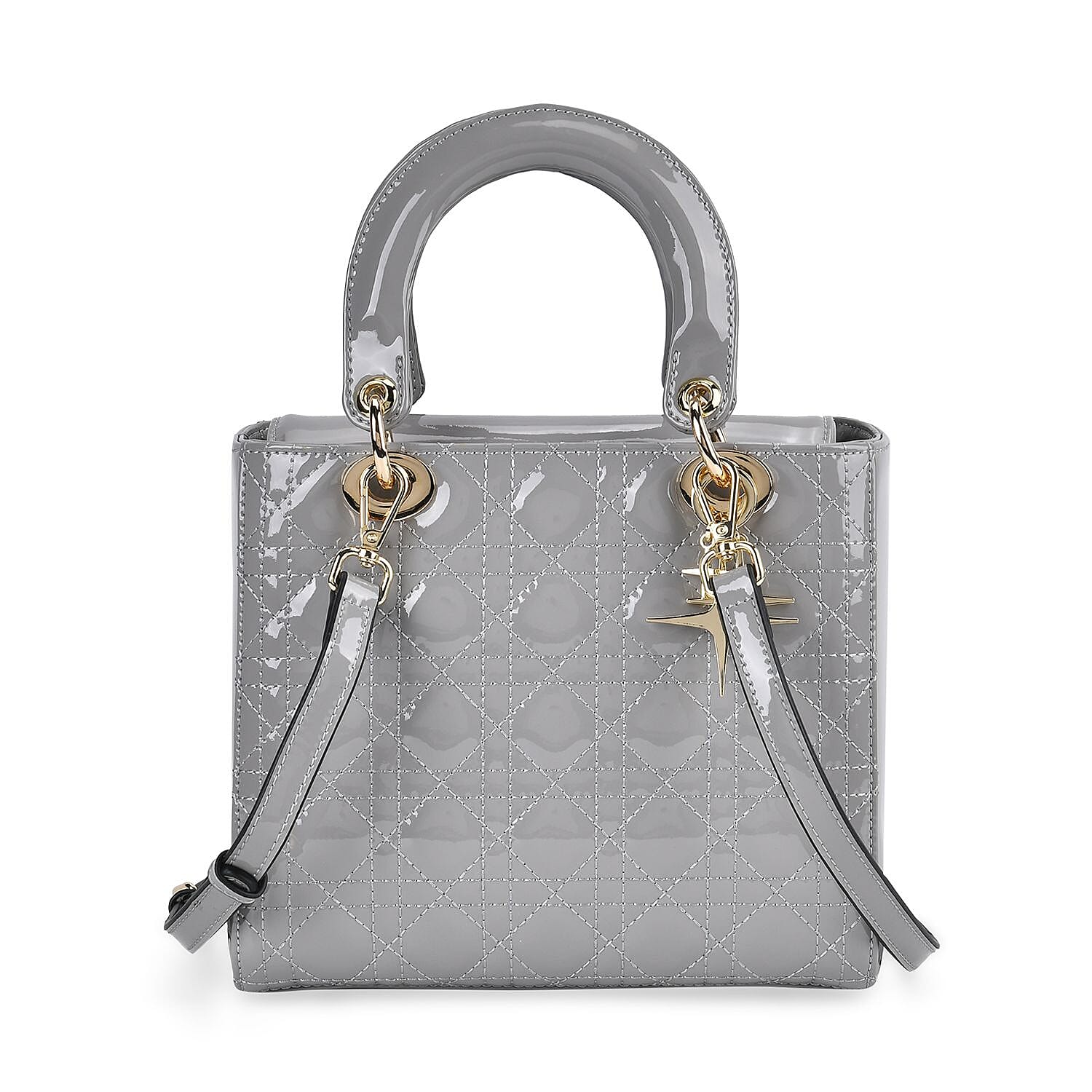 Milan Boutique Closeout - Sumptuous 100% Genuine Leather Quilted Bag - Grey