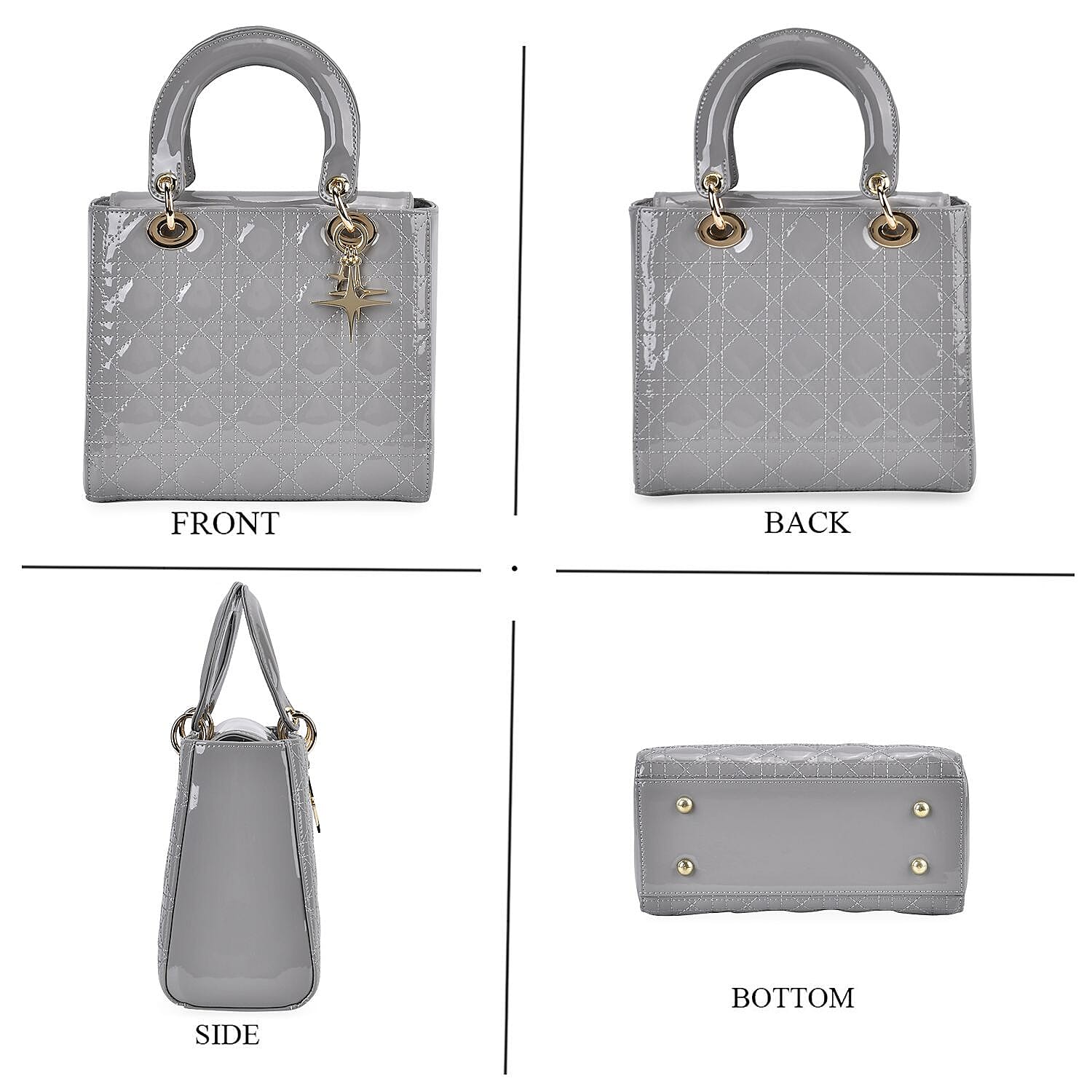 Milan Boutique Closeout - Sumptuous 100% Genuine Leather Quilted Bag - Grey
