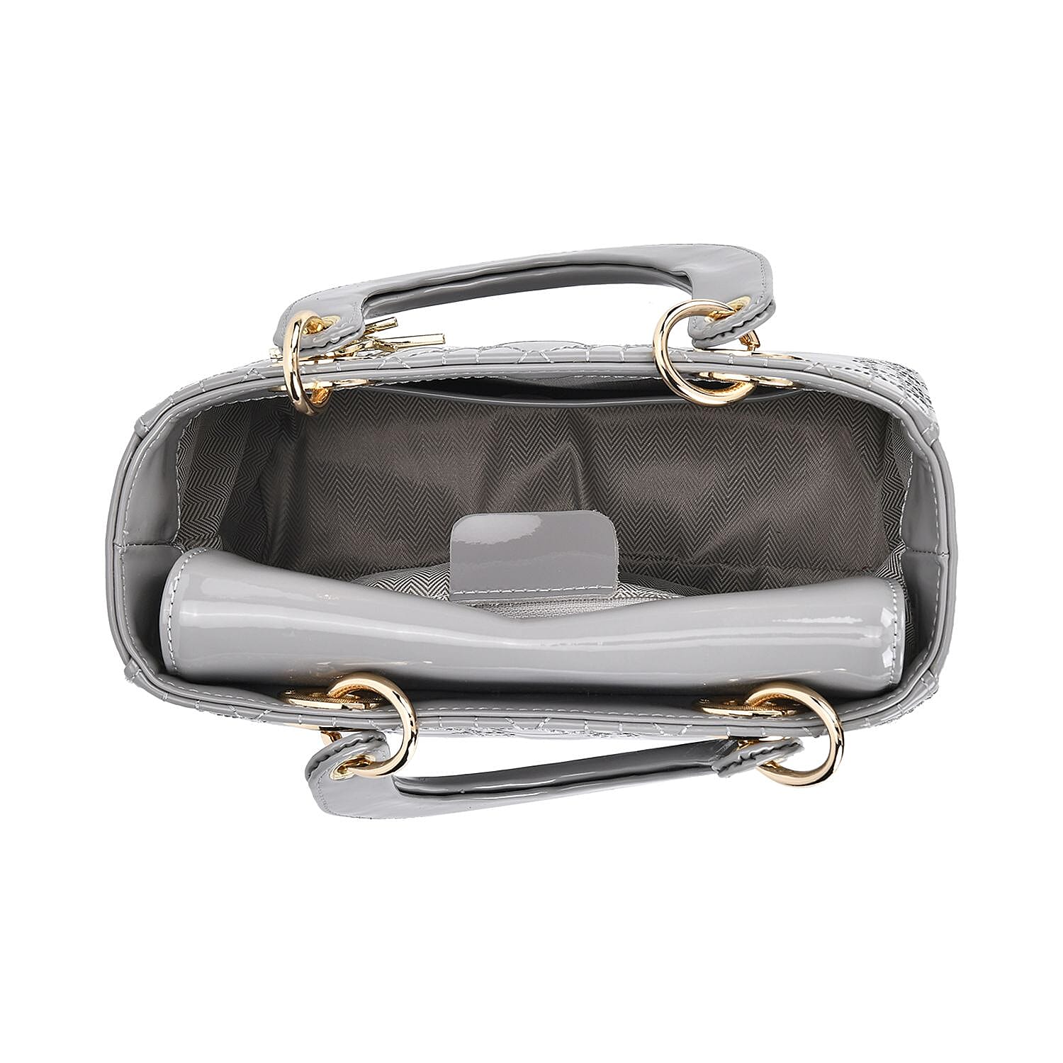 Milan Boutique Closeout - Sumptuous 100% Genuine Leather Quilted Bag - Grey