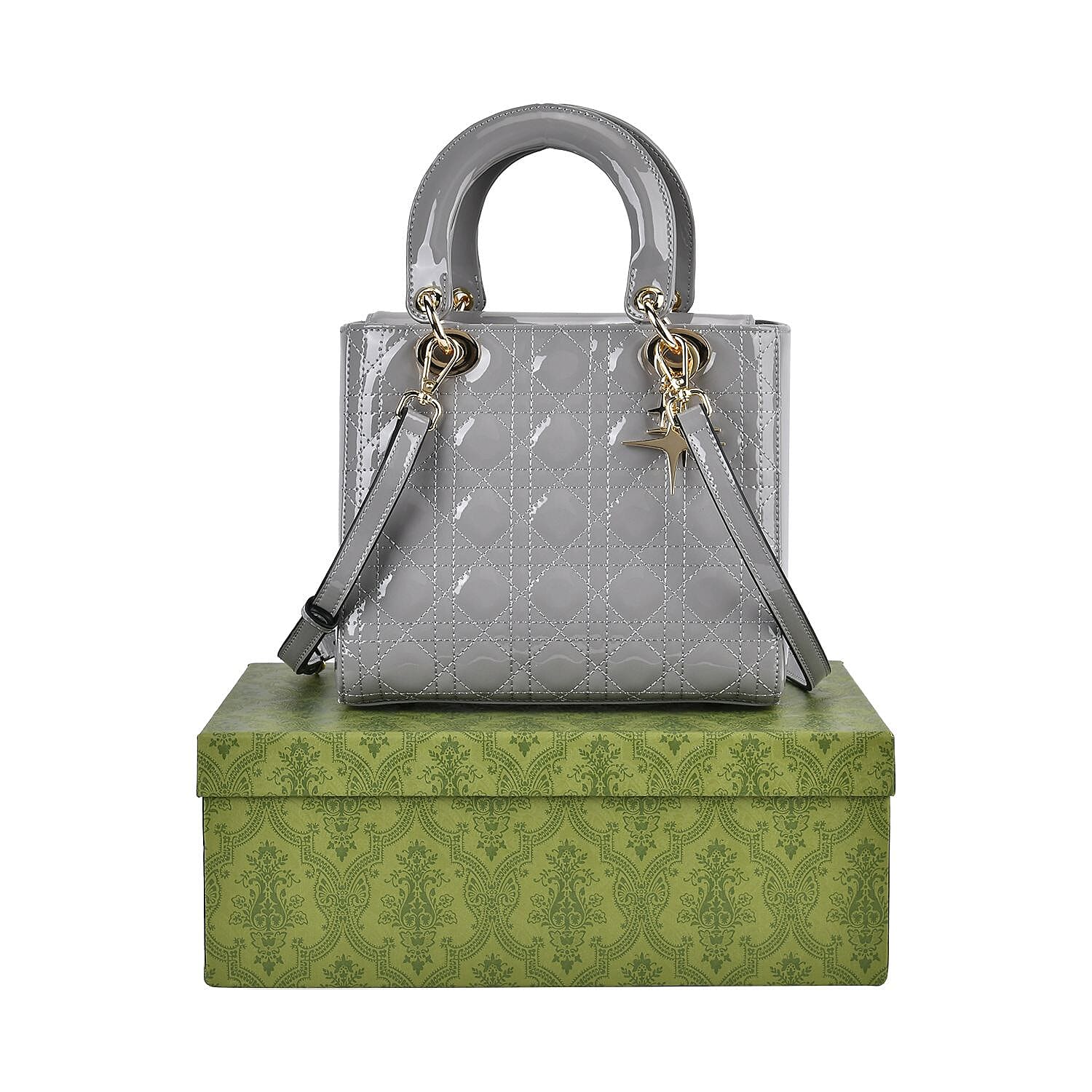 Milan Boutique Closeout - Sumptuous 100% Genuine Leather Quilted Bag - Grey