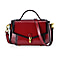 Designer Close Out - Genuine Leather Crossbody Bag with Shoulder Strap & Exterior Zipped Pocket - Burgundy