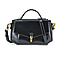 Designer Close Out - Genuine Leather Crossbody Bag with Shoulder Strap & Exterior Zipped Pocket - Black