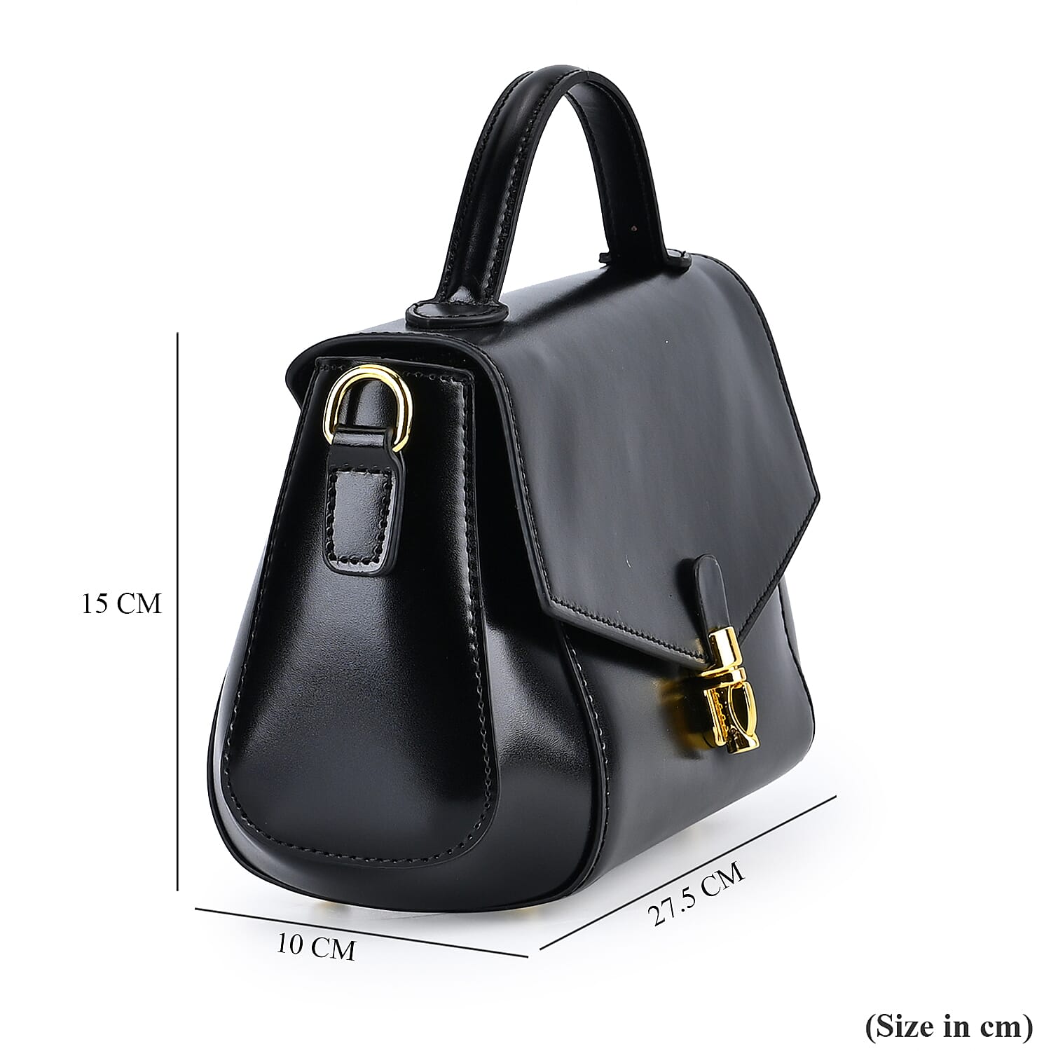 Designer Close Out - 100% Genuine Leather Crossbody Bag with Shoulder Strap & Exterior Zipped Pocket - Black