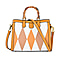 100% Genuine Leather Diamond Pattern Crossbody Bag with Handle Drop (120cm) - Yellow