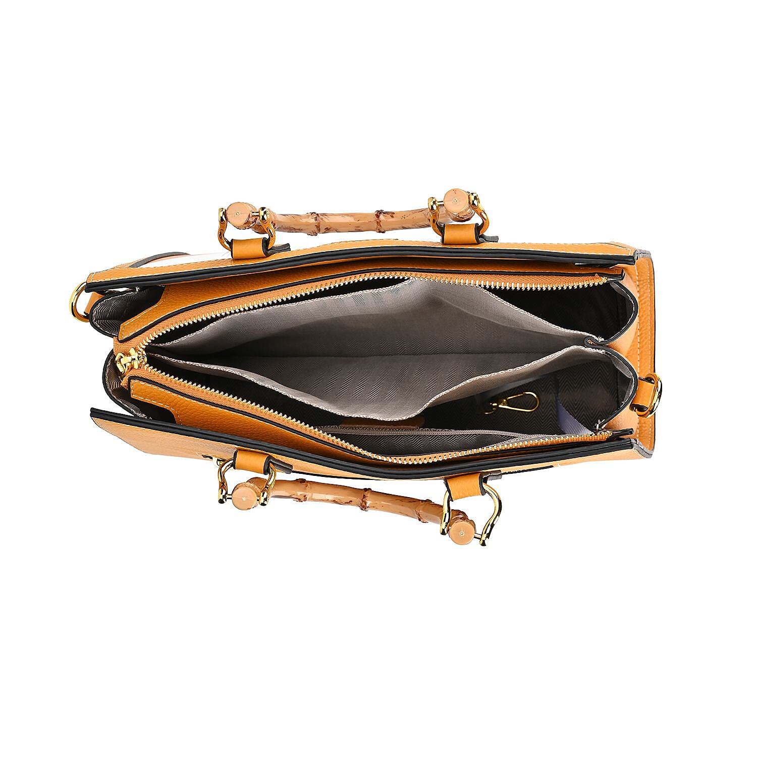 100% Genuine Leather Diamond Pattern Crossbody Bag with Handle Drop (120cm) - Yellow