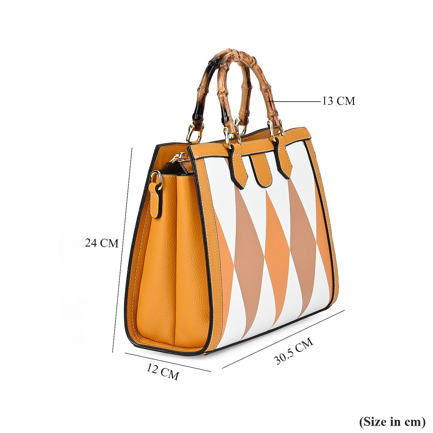 100% Genuine Leather Diamond Pattern Crossbody Bag with Handle Drop (120cm) - Yellow