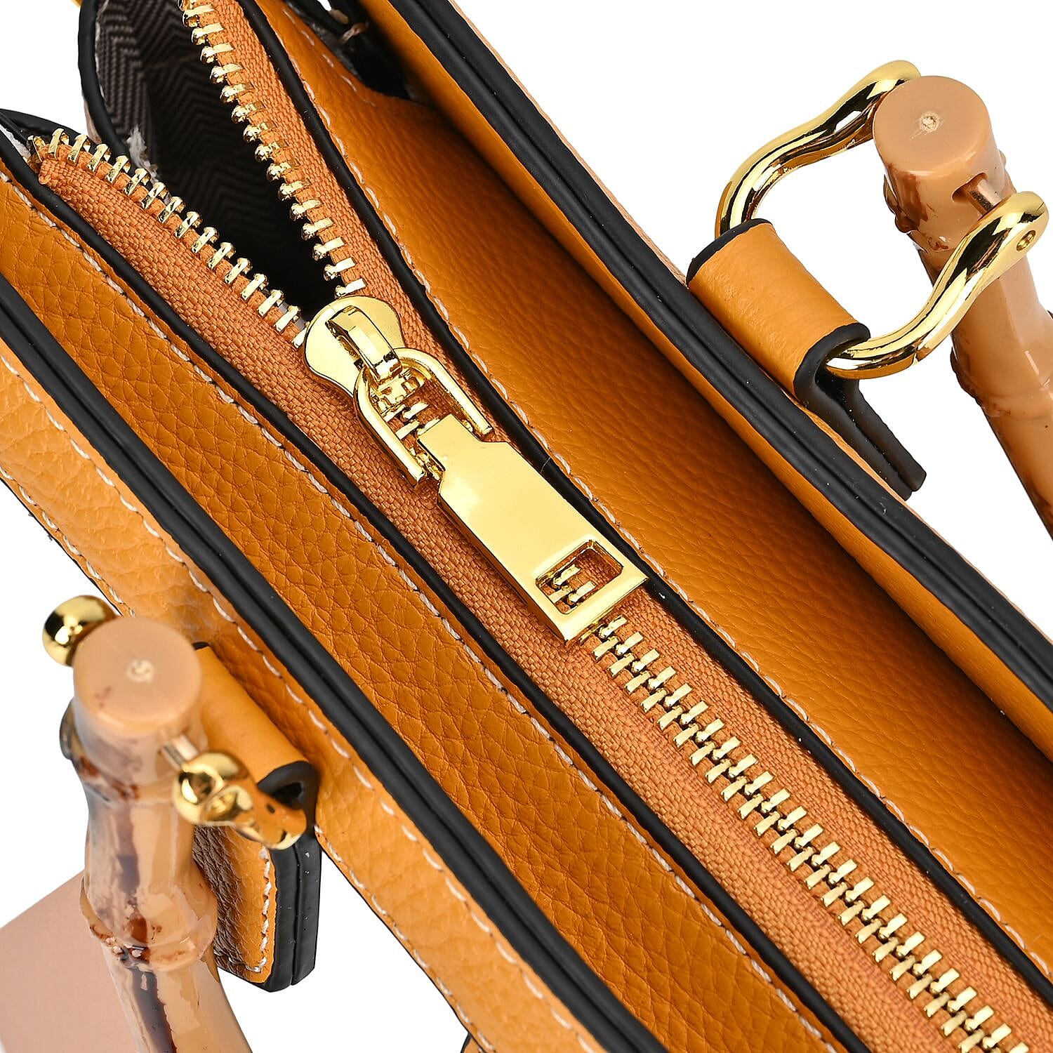 100% Genuine Leather Diamond Pattern Crossbody Bag with Handle Drop (120cm) - Yellow