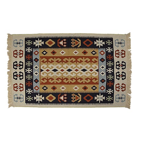 Turkish Authentic & Traditional Made Kilim Rugs For Living Room, Bedroom, Kitchen, Dining Room (Size 120x80cm) - Beige & Multi