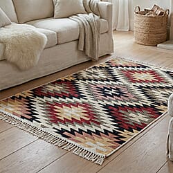Turkish Authentic Traditional Machine Made Kilim Rugs (Size 120x80 cm) - Beige - Multi