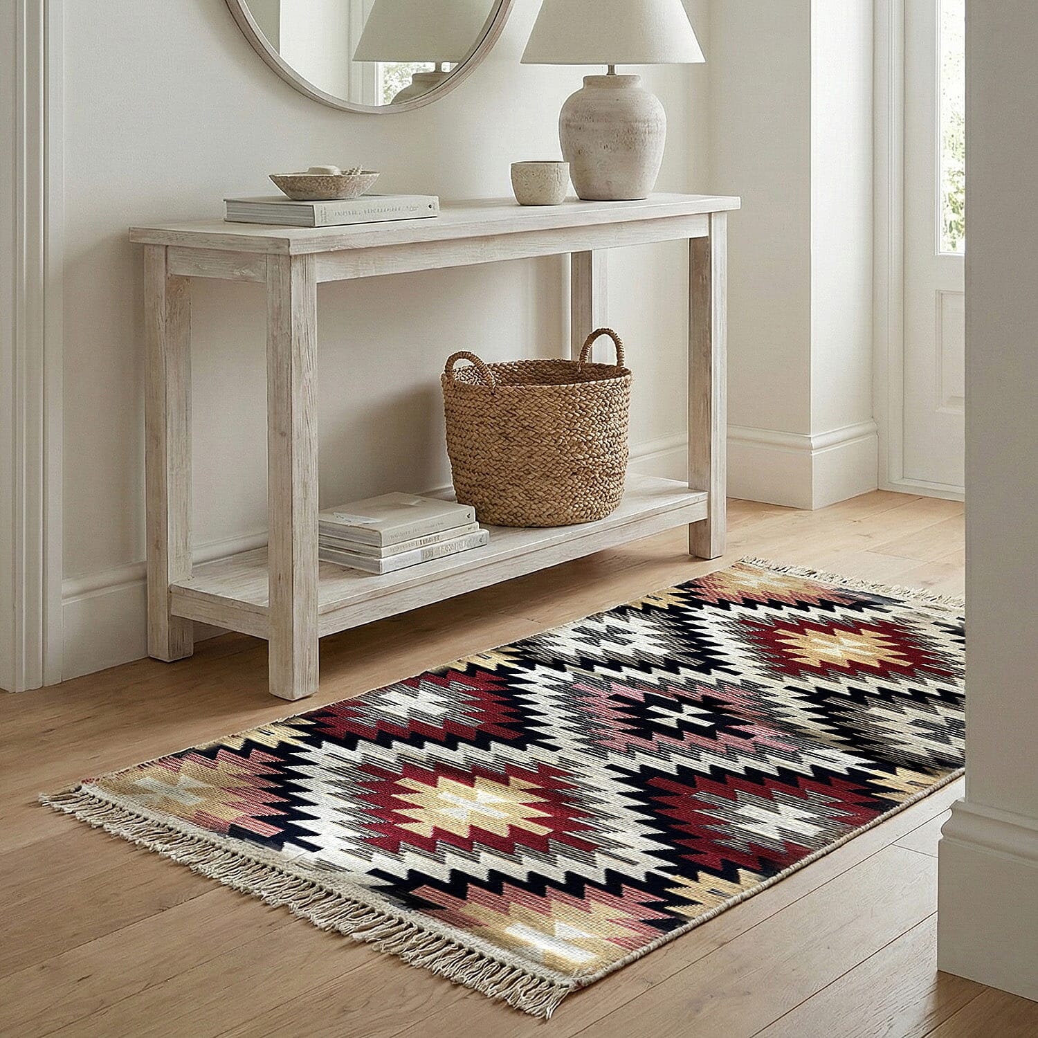 Turkish  Authentic Traditonal Machine Made Kilim Rug (Size 120x80 cm) - Maroon & Multi