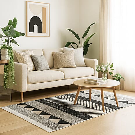 Turkish Authentic Traditonal Machine Made Kilim Rug (Size 120x80 cm) - Blue & Beige