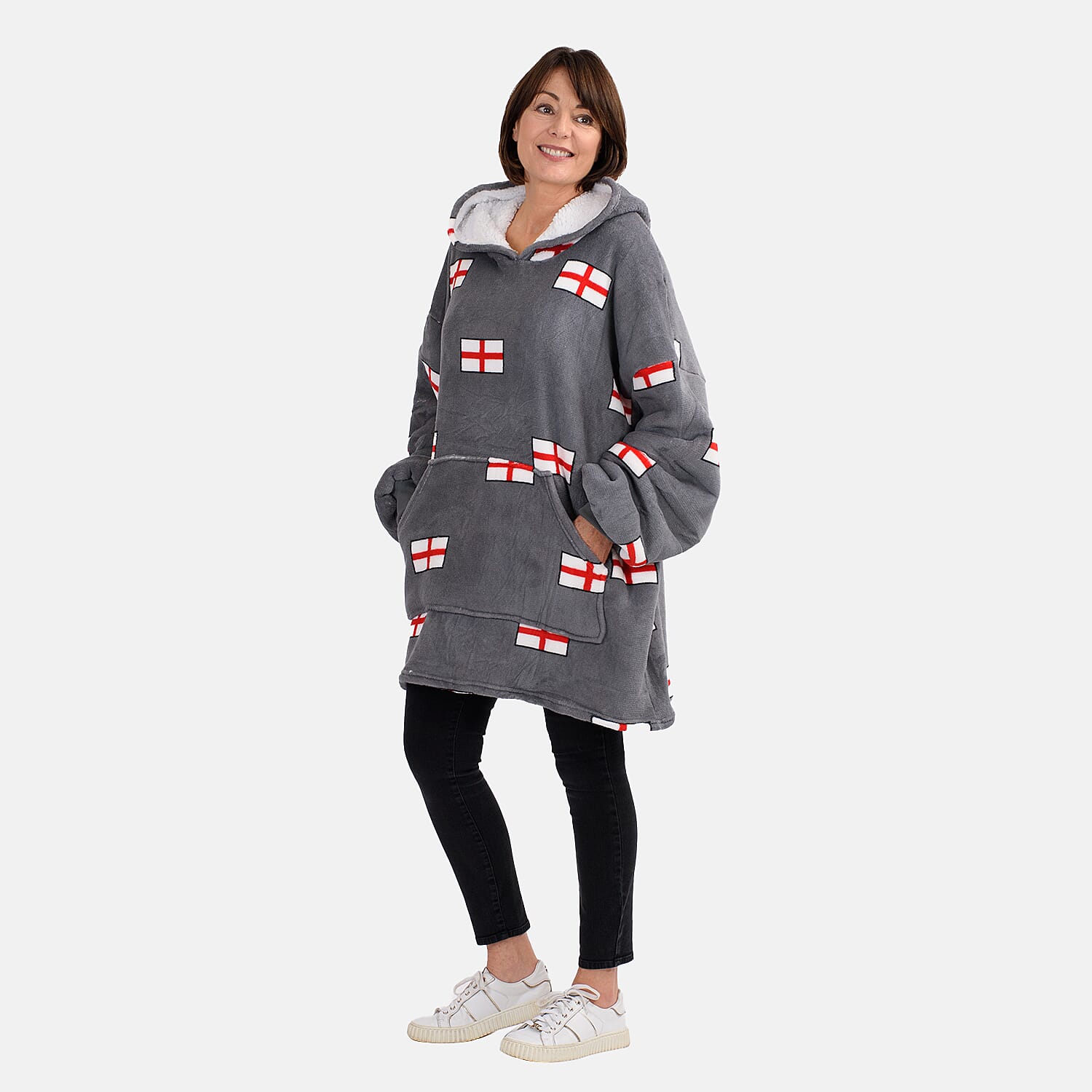 Oversized Fleece Hoodie Blanket -Slate