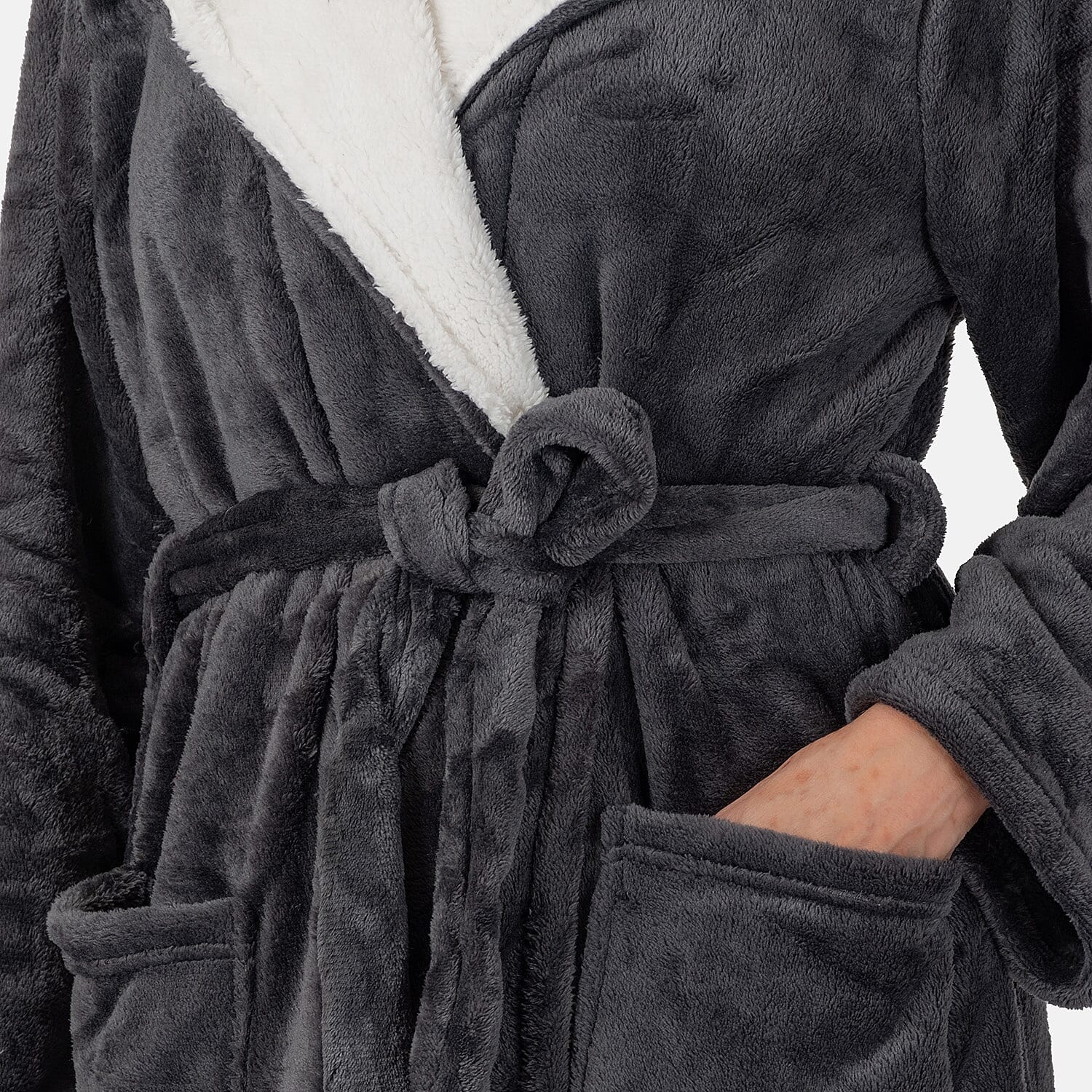 Charlotte West Ladies Zip Up Thick Piled Robe (Size 8-10) - Light Grey