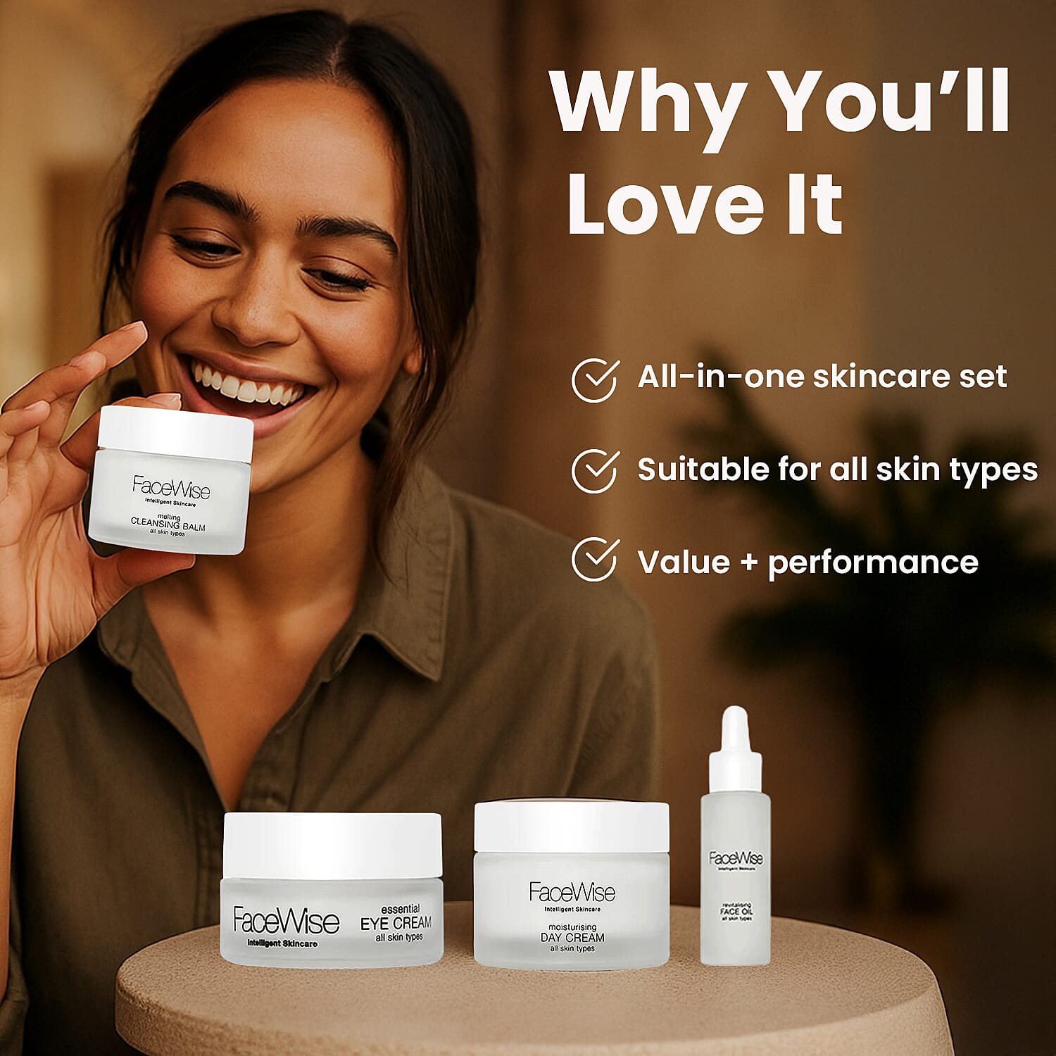 Facewise Value Bundle (Incl. Essential Eye Cream, Day Cream ,Face Oil and Face Balm)